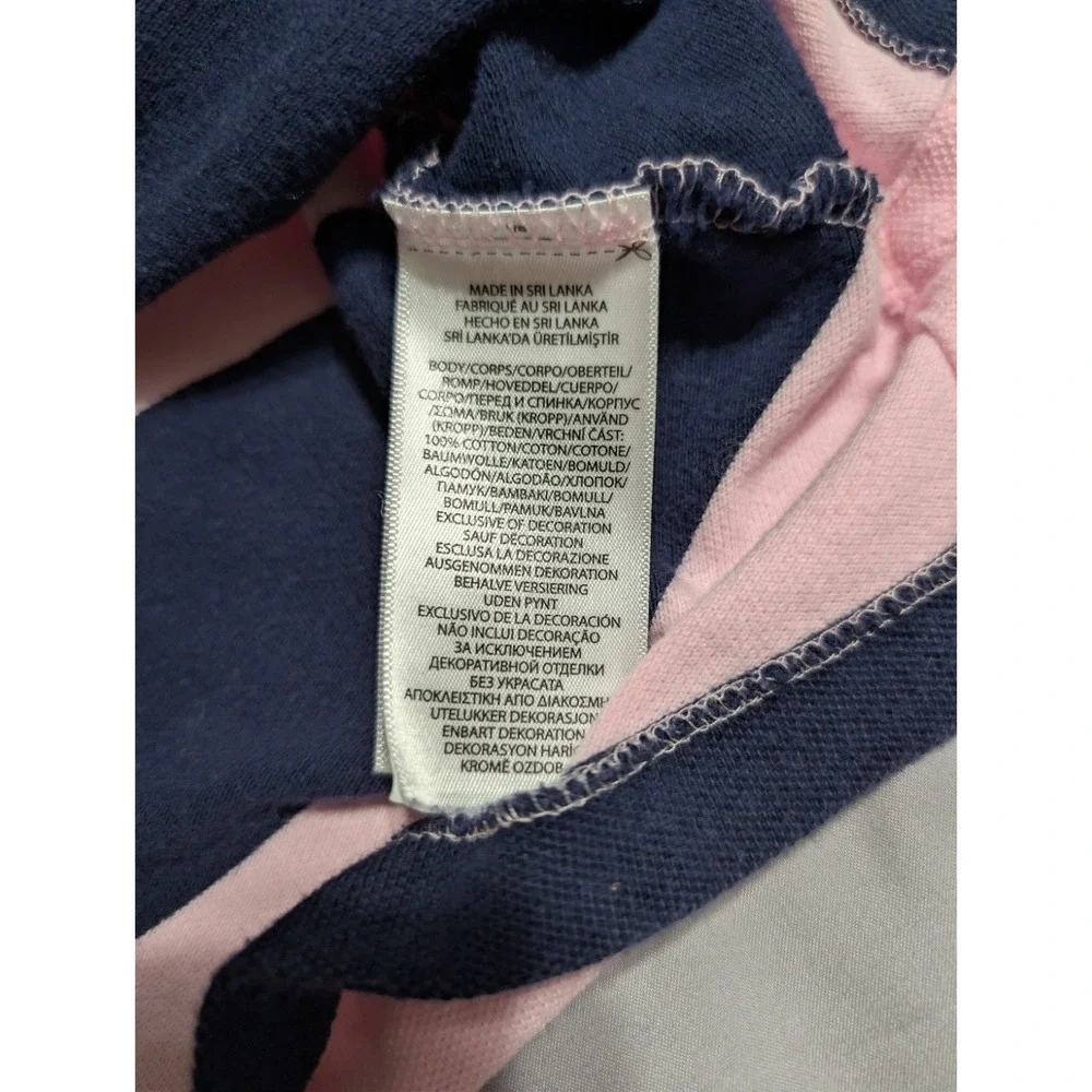 Polo Ralph Lauren Custom Slim Fit Polo Shirt Mens Large Rugby Stripe Pink Navy
